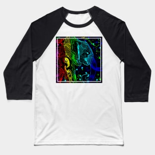 Rainbow Zentangle Elephant with Black Background Baseball T-Shirt